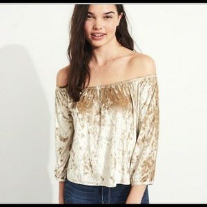 Hollister Crushed Velvet Off The Shoulder Top M
